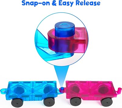 Bmag 2PCS Magnetic Car Set,Construction Vehicle Building Tiles,Magnet Toys Compatible with Magnetic Tiles,STEM Educational Toys for Boys and Girls