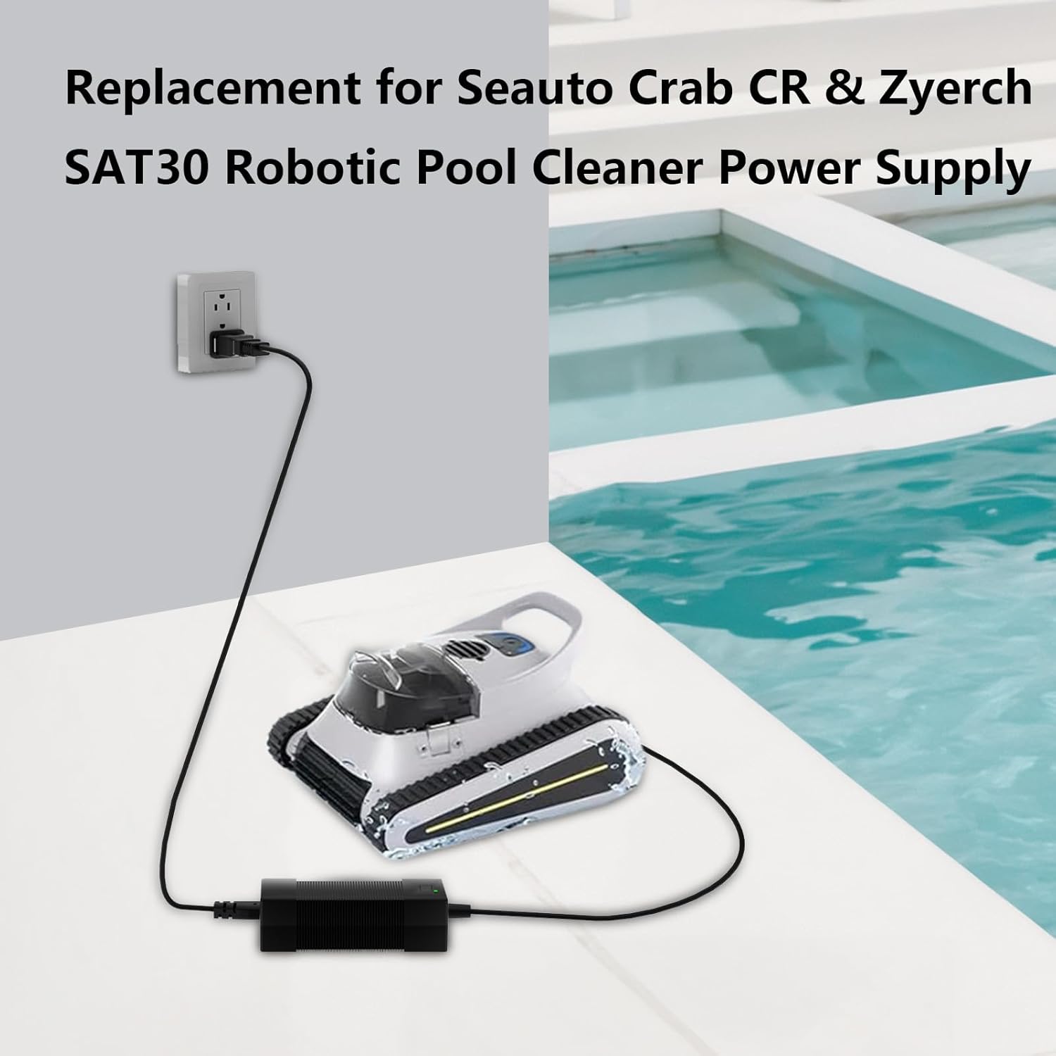 26V Charger Adapter Compatible with Seauto Crab CR & Zyerch SAT30 Robotic Pool Vacuum 21.6V Battery Cordless Pool Cleaner Power Supply Cord