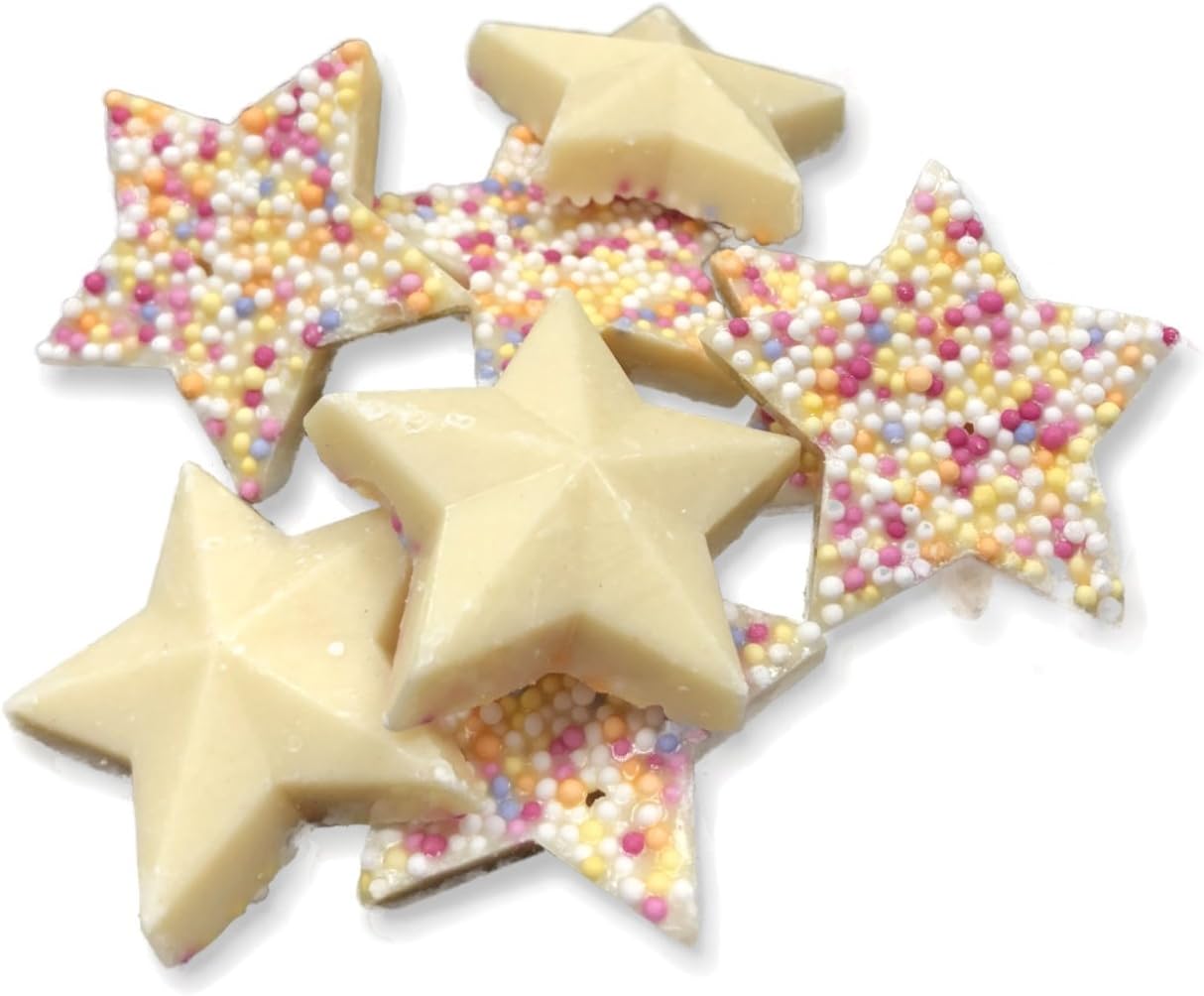 White Chocolate Stars Jazzles Snowies Retro Sweet Shop Traditional Old Fashioned Candy - 200g