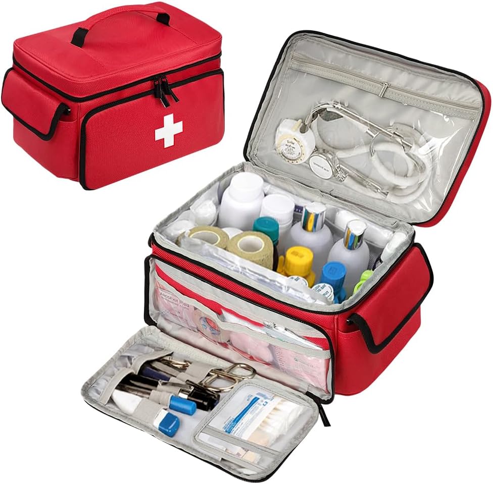 First Aid Bag Empty - Portable Medical Organizer Kit for Supplies, Travel, Home, Car & Outdoor Camping Hiking, School, Office Emergency Preparedness, Bag Organizing First Aid Supplies
