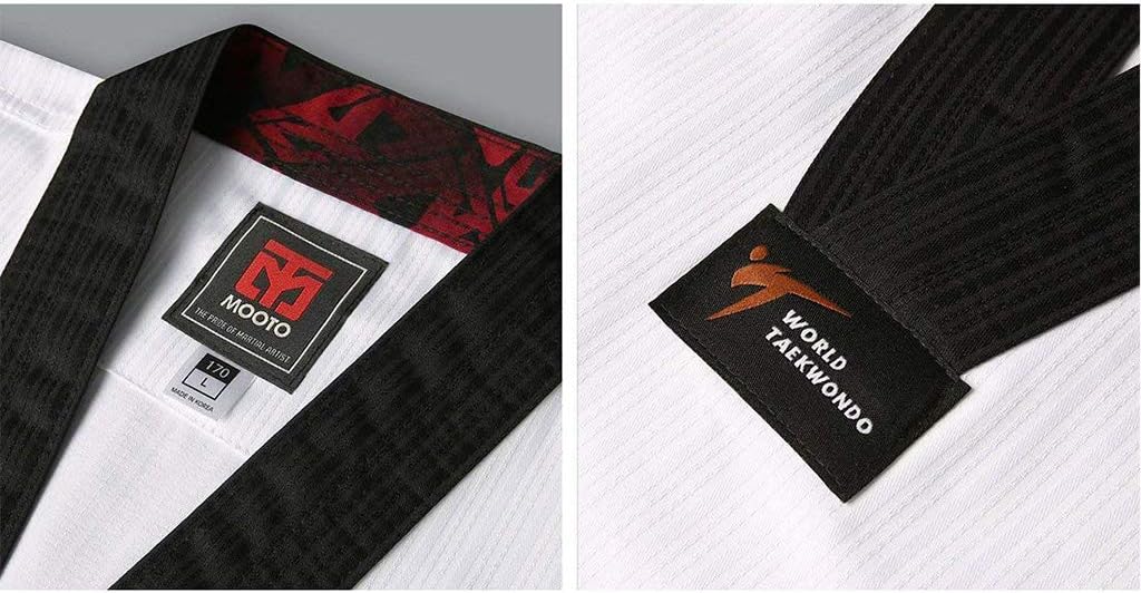 MOOTO Korea Taekwondo Basic 4.5 Uniform Dobok Black Neck WT Logo TKD Martial Arts (190 (Height : 190~199cm)(6.23~6.53ft)