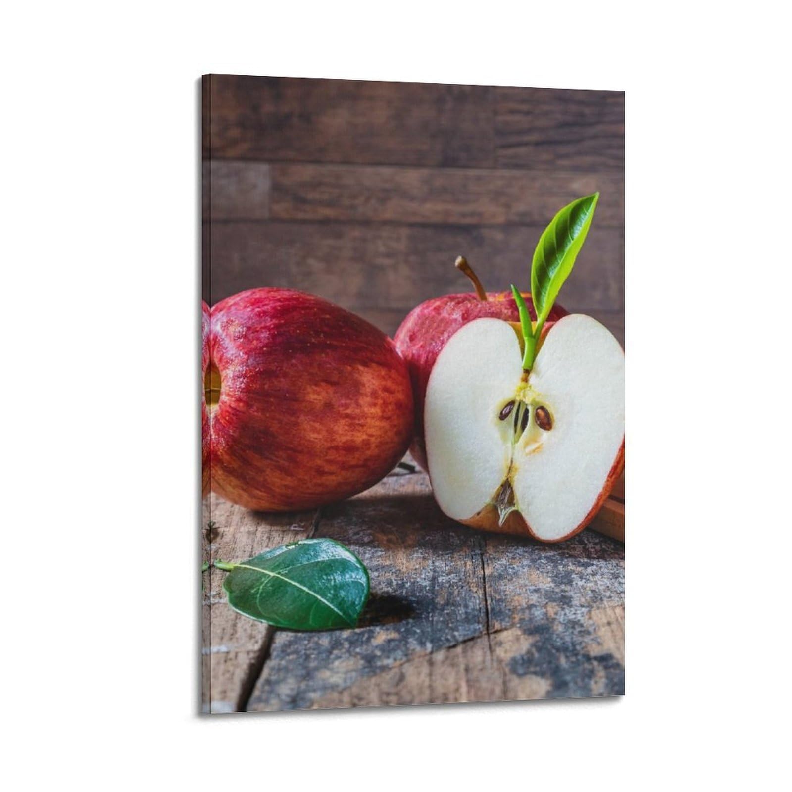 Poster mural pommes rouges sur table en bois ZHOUKEG déco