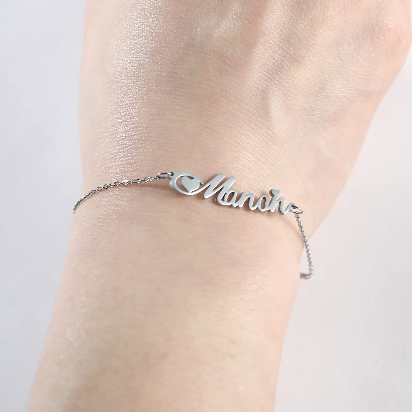 Pulsera personalizable con nombre personalizado, cadena con letra inicial y cadena, regalo para mujeres y niñas