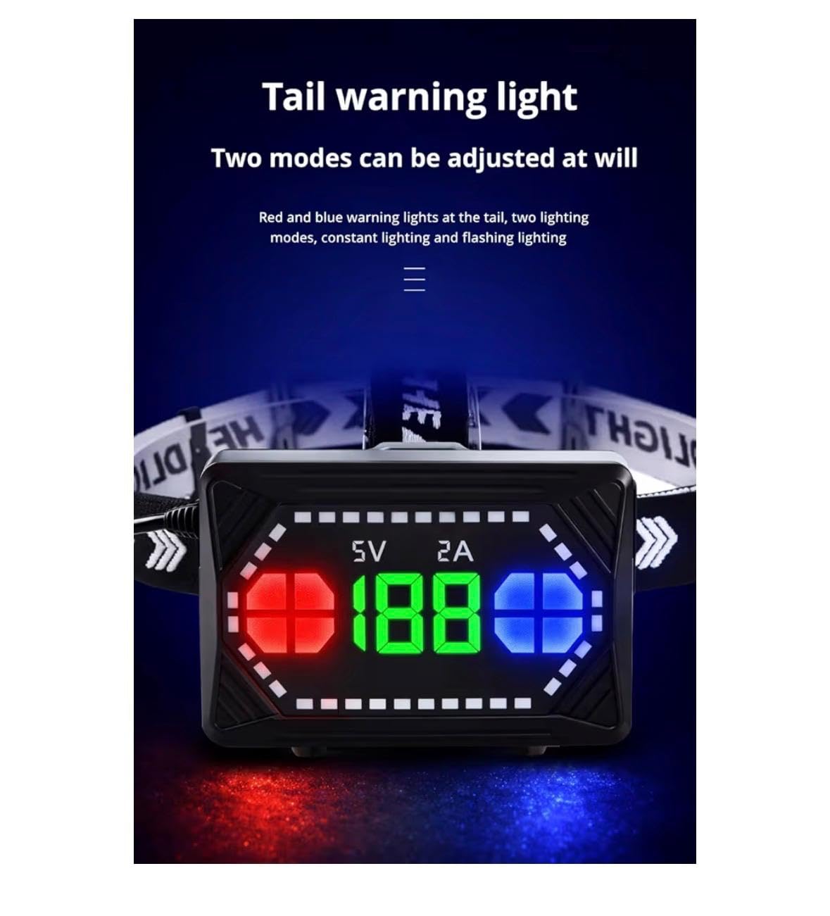 Lampe frontale LED rechargeable 3000 lumens - Détecteur de mouvement avec 8 modes, angle réglable de 135 °, étanche IPX7 pour camping, randonnée, course et aventures en plein air Classe
