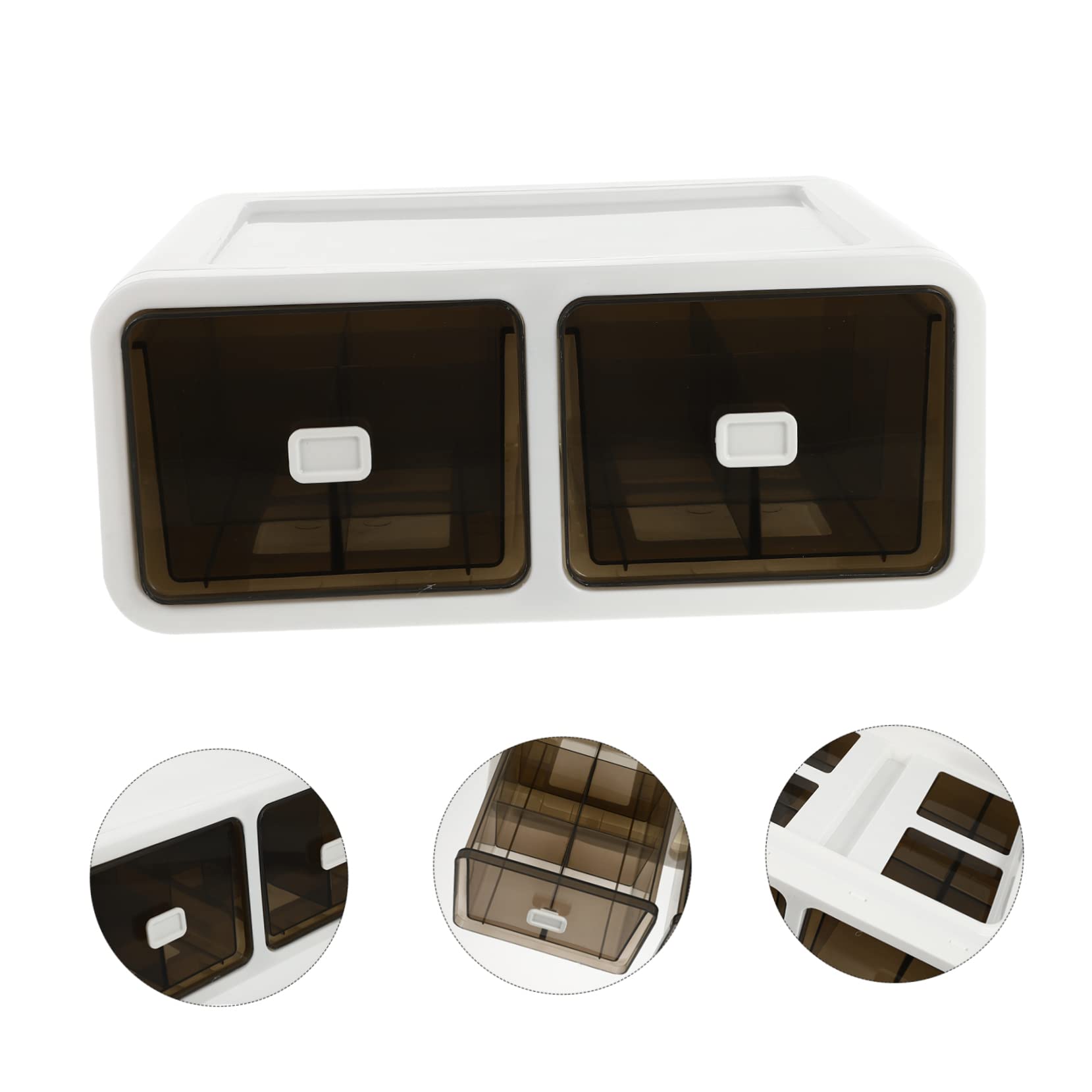 Cabilock Scatola Organizer per Calzini e Mutande a Cassetto 2 Scomparti Pp | Marrone, Impilabile per Armadio, per Ordinare Biancheria e Piccoli Capi