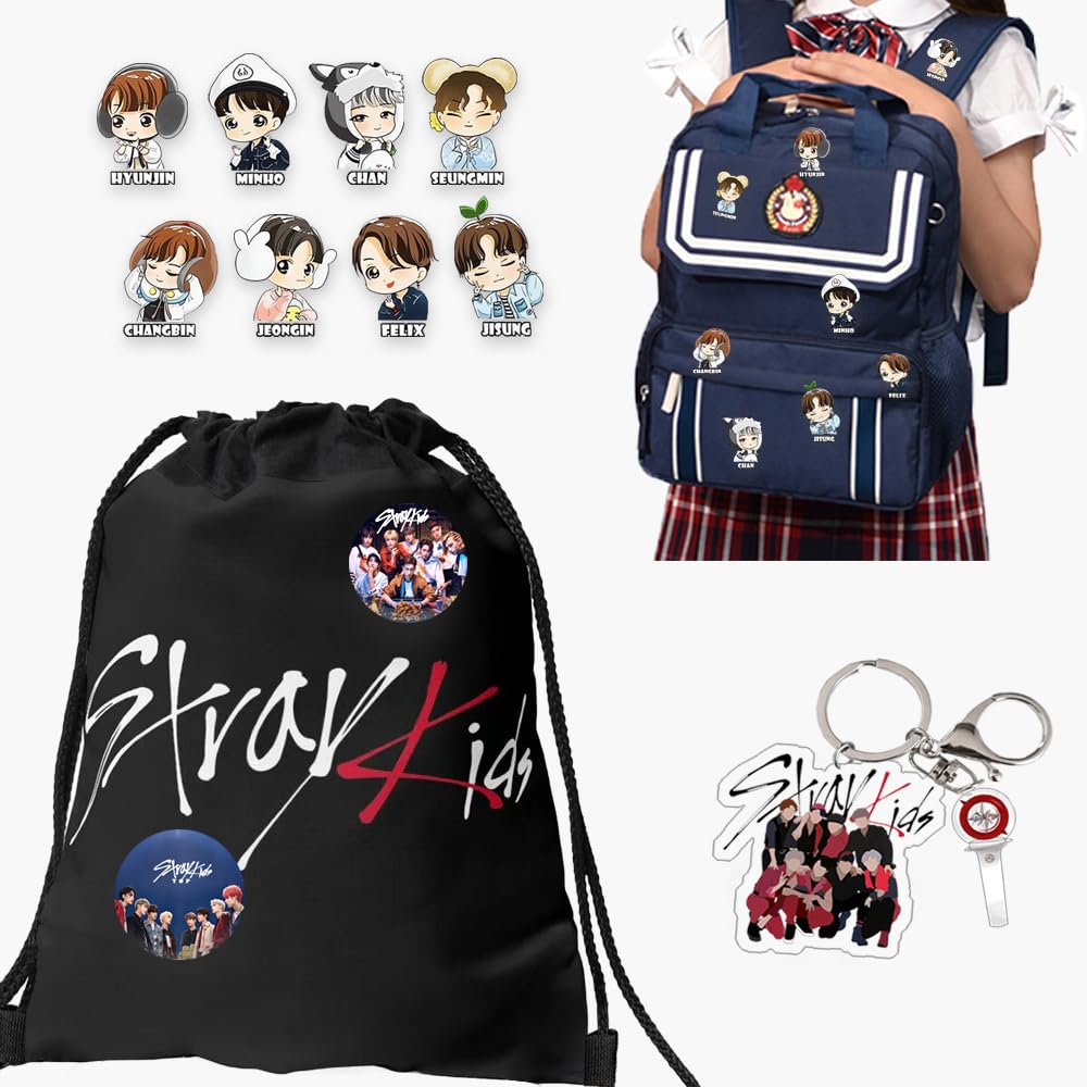 Zestaw Akcesoriów Hymik do Nagrywania Stray Kids z Fotokartami, Naklejkami i Więcej, Zaprojektowany dla Fanów Straykids, Wielobarwny, L