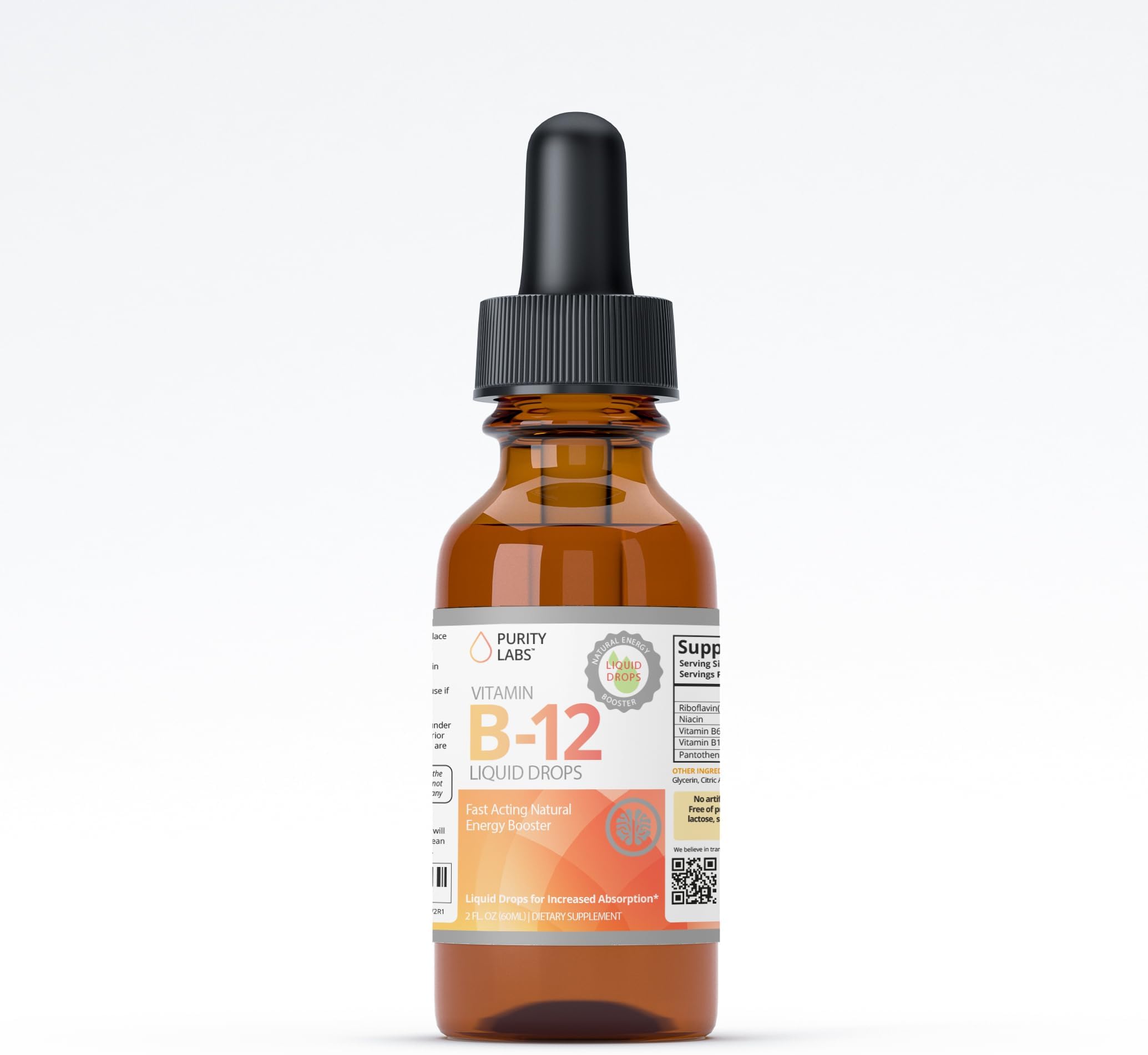 Purity Labs USDA Certified Organic Liposomal Methyl B12 for Immune Support - Vegan Liquid Vitamins to Support Brain Health, Natural Energy, and Mood - 2 FL OZ (60 ML)