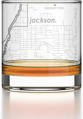 Vista 260 de Well Told Vaso grabado de Washington DC Map Rocks, vidrio de whisky antiguo (11 onzas, transparente), regalo para los amantes del whisky 147-Claro
