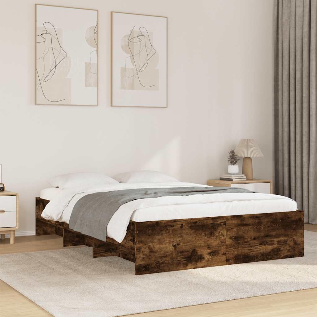 Rovere fumo con contenitore base a doghe Giroletto 135x190 cm | Giroletto Rovere Fumo 135x190 cm in Legno Multistrato con Contenitore e Base a Doghe per Camera da Letto