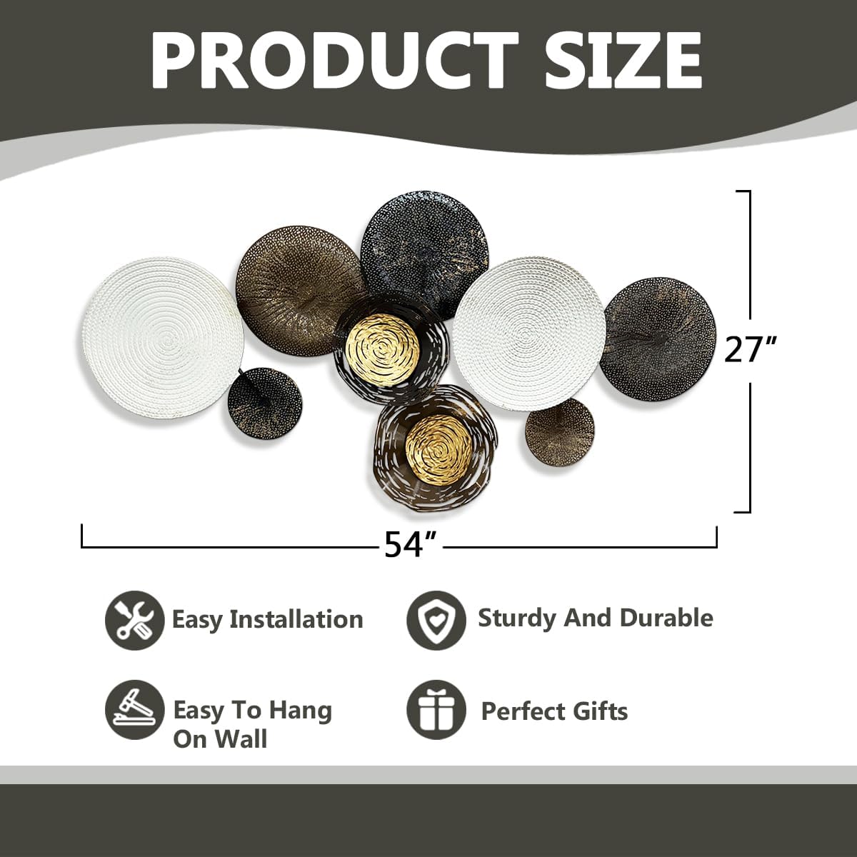 HAVFIFK Wall Decor,Modern Metal Flower Decoration Wall Art, 51 X 24 Large 3D Creative Metal Wall Sculptures, Living Room Bedroom Den Aesthetic Wall Art Decor HAVFIFK Wall Decor,Modern Metal Flower Decoration Wall Art, 51 X 24 Large 3D Creative Metal Wall Sculptures, Living Room Bedroom Den Aesthetic Wall Art Decor