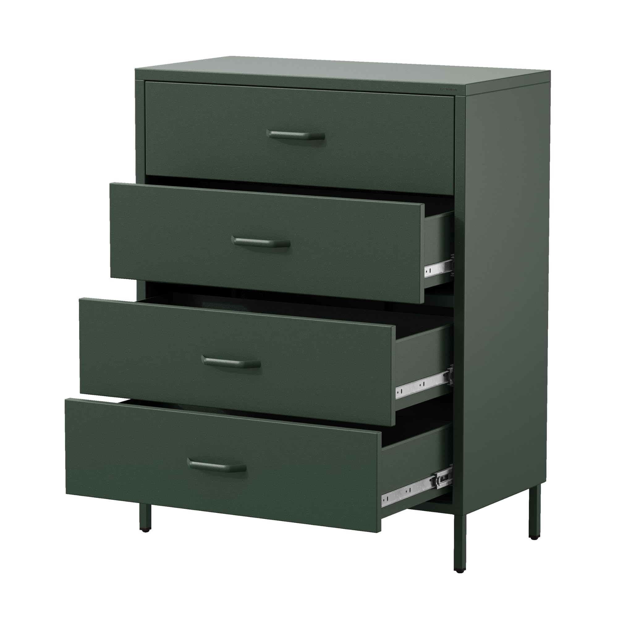 Jan Nowak Metall Kommode mit Schubladen - Carla | Komodenschrank für Schlafzimmer, Wohnzimmer, Kinderzimmer | Industrial Loft Style | Schubladenkommode Glitzernd | 80 x 101,5 x 40 cm | Flaschengrün
