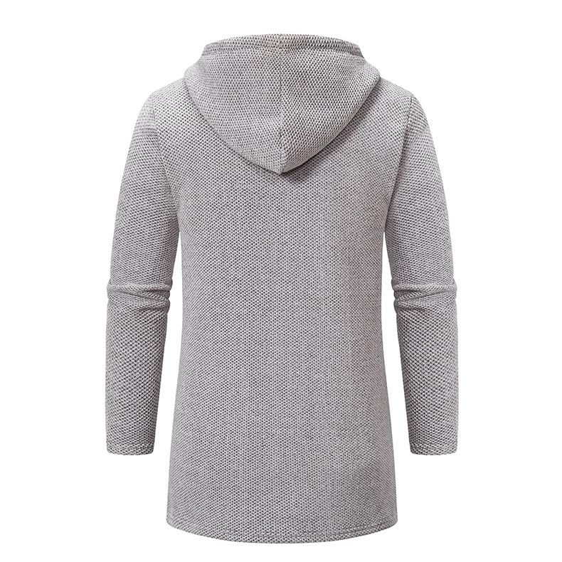 Men's Long Cardigan Hoodies Full Zip Fleece Lined Sweaters Fashion Knitted Regular Fit Sweater Hooded Coats3