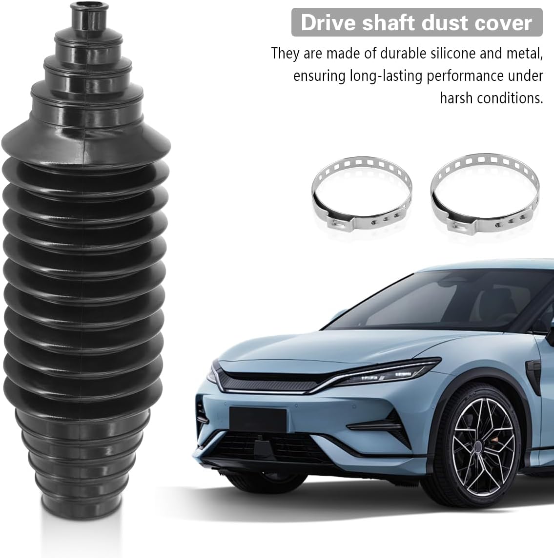 Car Steering Rack and Pinion Tie Rod Boot Tool Kit, Dustproof Silicone Vehicle Bellow Gaiter Pinion Boot Set with Cable Ties Locking Clamps, Auto Inner Tie Rod Boot Accessories