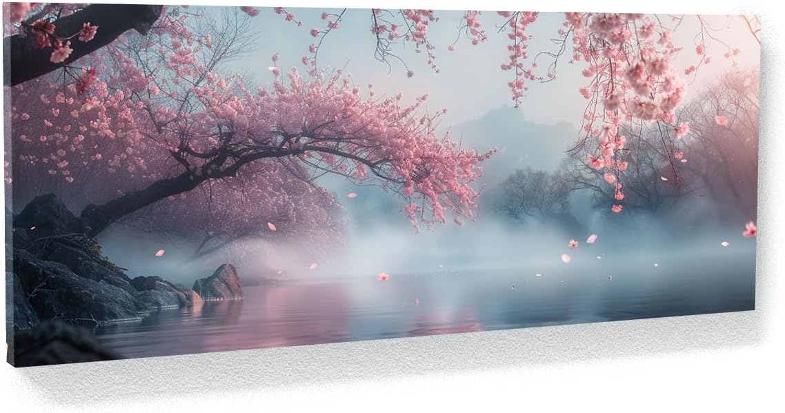 Sense Canvas Cherry Blossom Blossom 20 Canvas Art - Home Decor Wall Art Print Poster Painting X-Large 60x24 / 0.75"