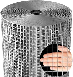 AMAGABELI GARDEN & HOME Hardware Cloth 1/2 inch 48inx100ft Galvanized After Welding 19 Gauge Square Chicken Wire Fence Mesh Roll Raised Garden Bed Plant Supports Poultry Netting Cage Snake Fence JW008