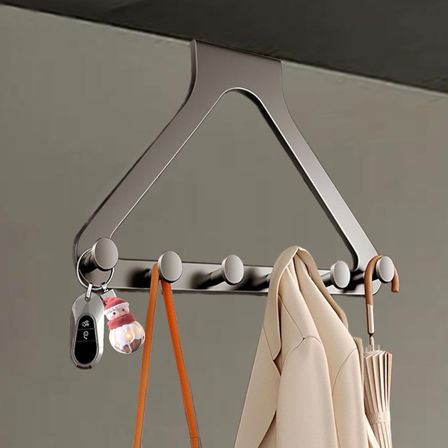 Yajuyi Triangle Over The Door Hook Door Hanger Hook Towel Rack Coat Rack for Office Bedroom, Gray
