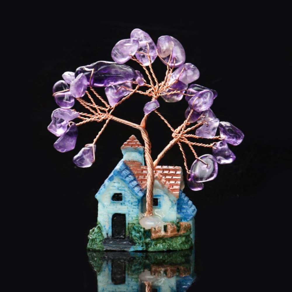 Arbre de vie en améthyste naturelle et quartz pour décoration zen de la maison