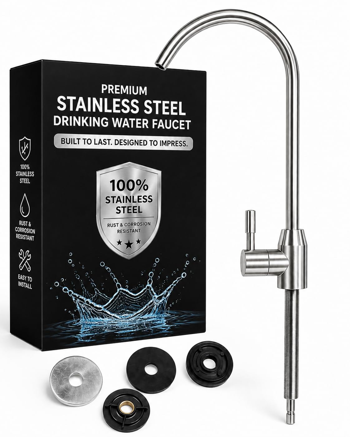 KRIV SUS 304 Stainless Steel Water Purifier Tap | Heavy Duty RO Faucet | Rust-Proof, Leak-Proof, Durable Kitchen Tap for RO/UV/UF Water Filter | Easy Installation (Silver)-image-14