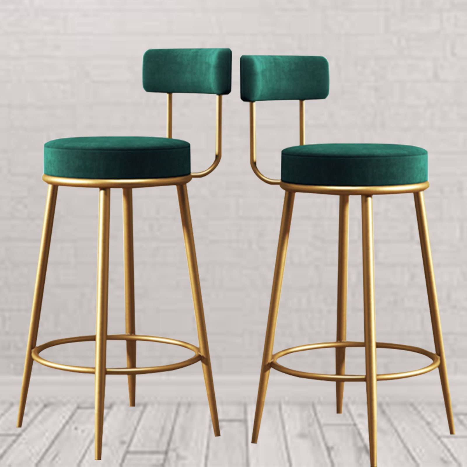 Tabourets de bar hauteur de bar confortables lot de 2 chaises vertes en velours