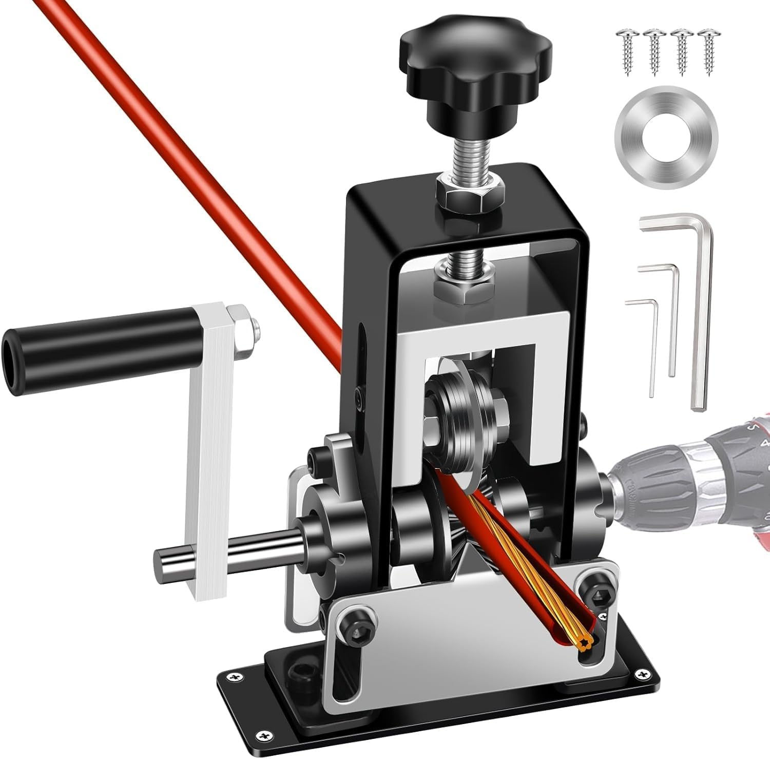 PRYAN Manual Wire Stripping Machine, Gauge Wire 0.06"-1", Scrapping Copper Wire Peeler Machine, Drill Powered/Hand Crank Dual-drive Wire Stripper Tool for Scrap Copper Recycling & DIY etc.