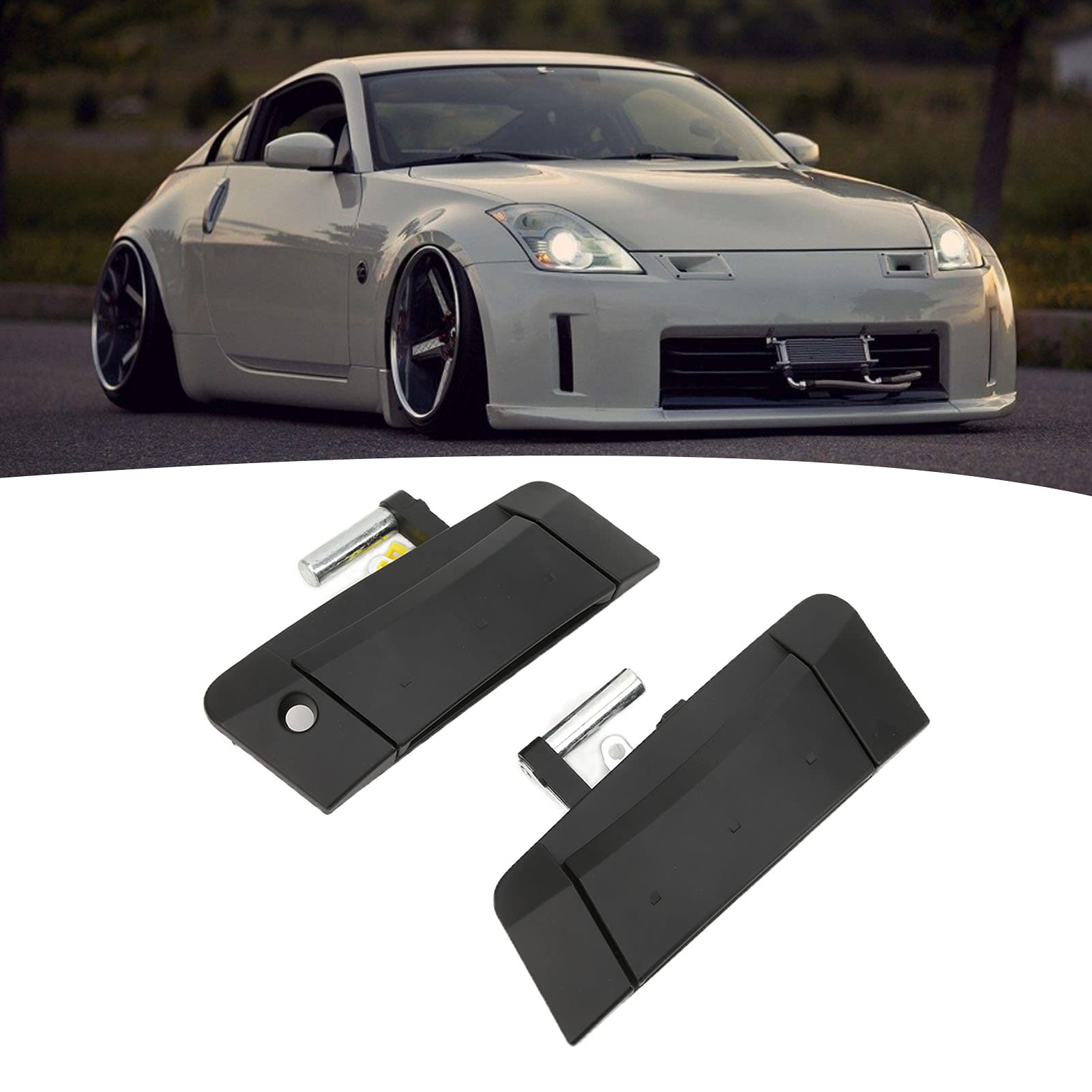 Qiilu Außentürgriff, 2 Pcs, Schwarz, ABS, 350Z 2003-2009, Modern, Edelstahl, Poliert, Beidhändig, 80606-CD01E, 80606-CD00E, 80607-CD41E, 80607-CD40E, 80606-CD00B, 80607-CD00B