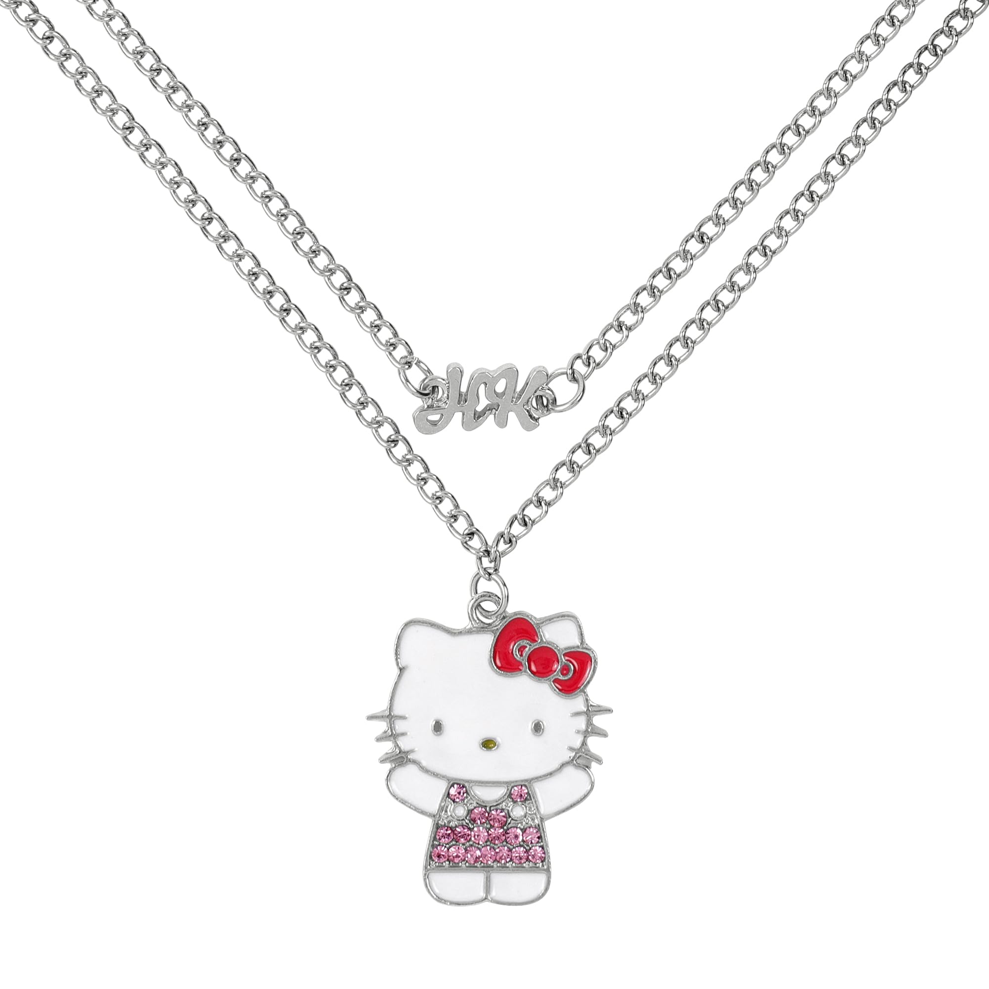 KIDS EUROSWAN Hello Kitty Girls Silver Plated Cartoon Pendant Necklace Set