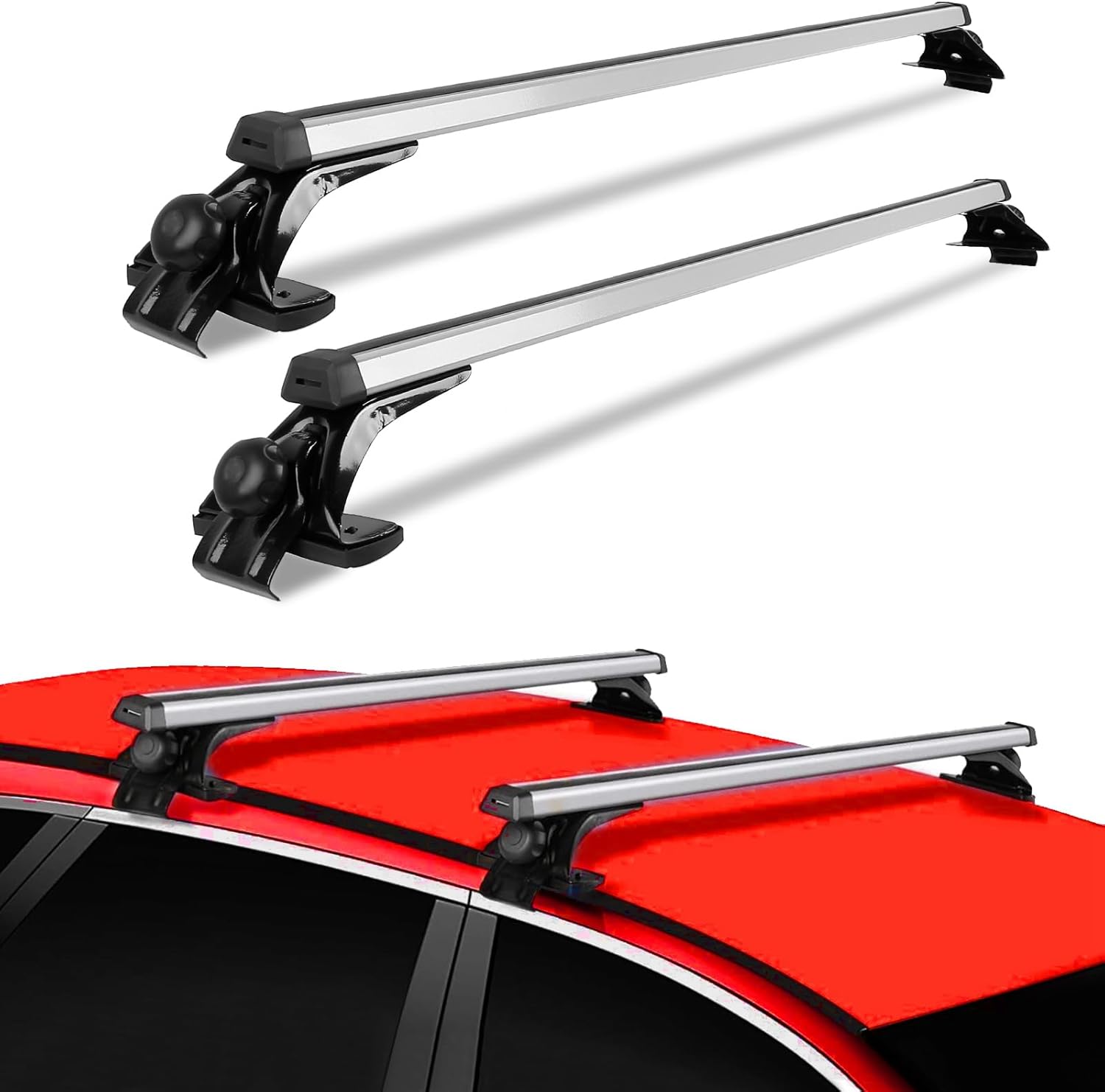 Roof Rack Cross Bars Universal, 48" Aluminum Roof Rack Crossbars Luggage Rack Cargo Rack, Fit For Most Vehicle Wagon Car-Without Roof Side Rail-1 Pair, Bike Kayak Canoe Snowboard,168lbs /76kg Capacity