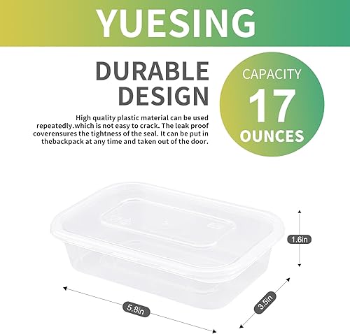 Miniatura 2 de Paquete de 50 recipientes de almacenamiento de alimentos para congelador de 17 onzas, contenedor de comida delicatessen, contenedor de plástico con