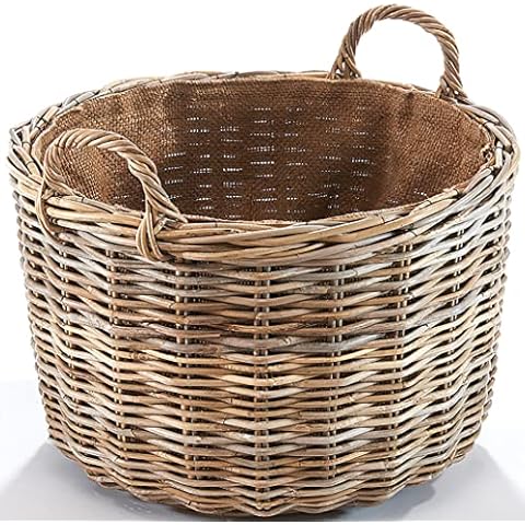 Kobolo Rattankorb Holzkorb für Kaminholz - rund - Rattan kubu grau Cover