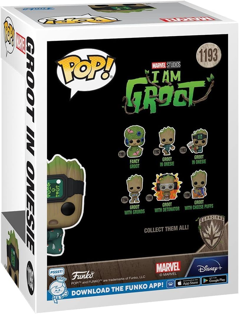 POP Marvel: I Am Groot - Groot in Onesie with Book Funko Vinyl Figure (Bundled with Compatible Box Protector Case), Multicolored, 3.75 inches - Image 4