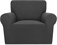 PureFit Stretch Chair Slipcover Spandex Jacquard Non-Slip Couch Cover w/ Foam Anchors, Washable Protector for Kids & Pets (Dark Gray, Fits 25.5-40")