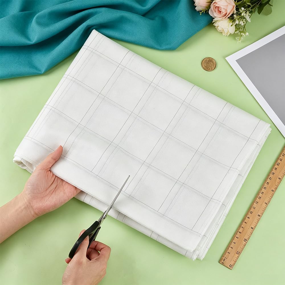 NBEADS 287.4x47.2 Inch Fusible Interfacing with Grid, 2.5x2.5 Inch Pre-Printed Grid Non-Woven Adhesive Fabric Tape, Lightweight Iron-On Interfacing for Sewing Quilting DIY Crafts