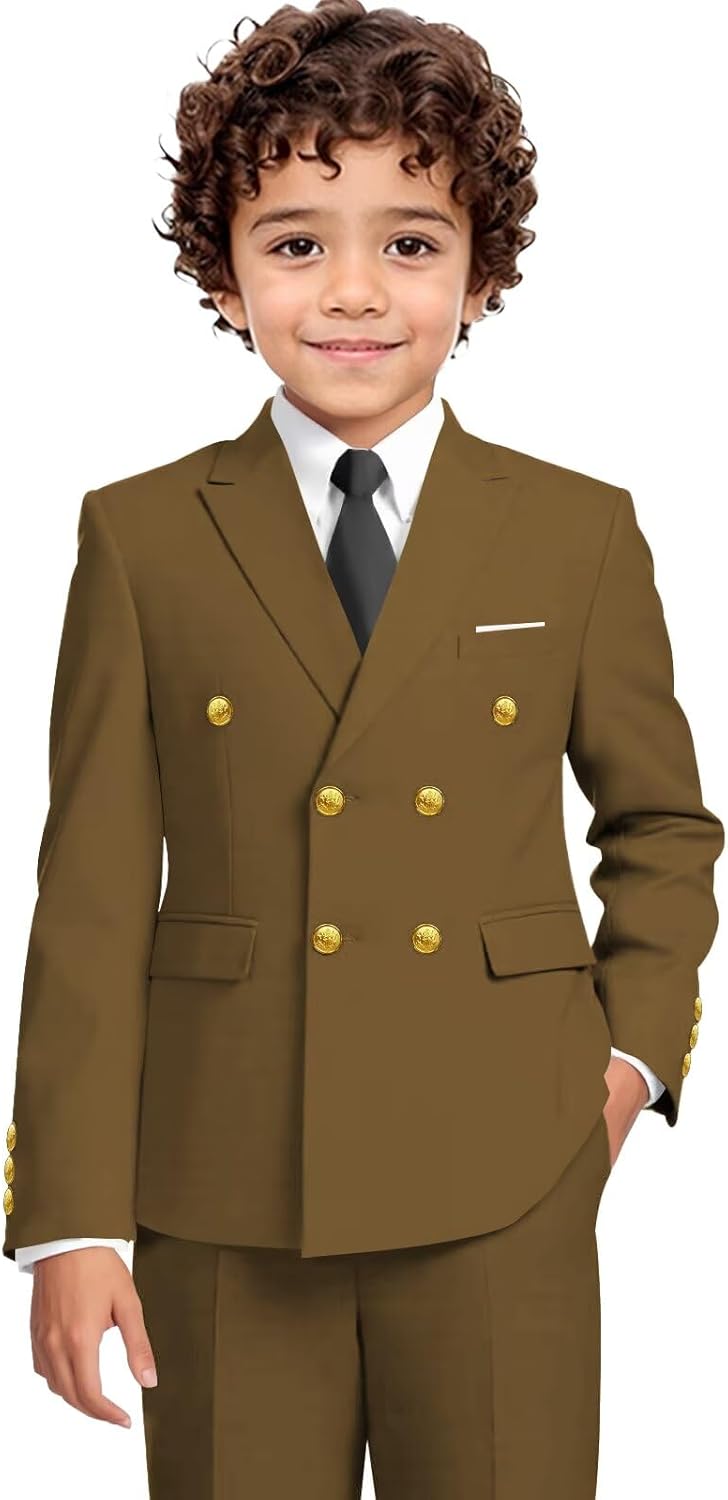 Boys Blazer Formal Suit Jacket for Boy Double Breasted Blazer Sport Coat for Kids Toddlers