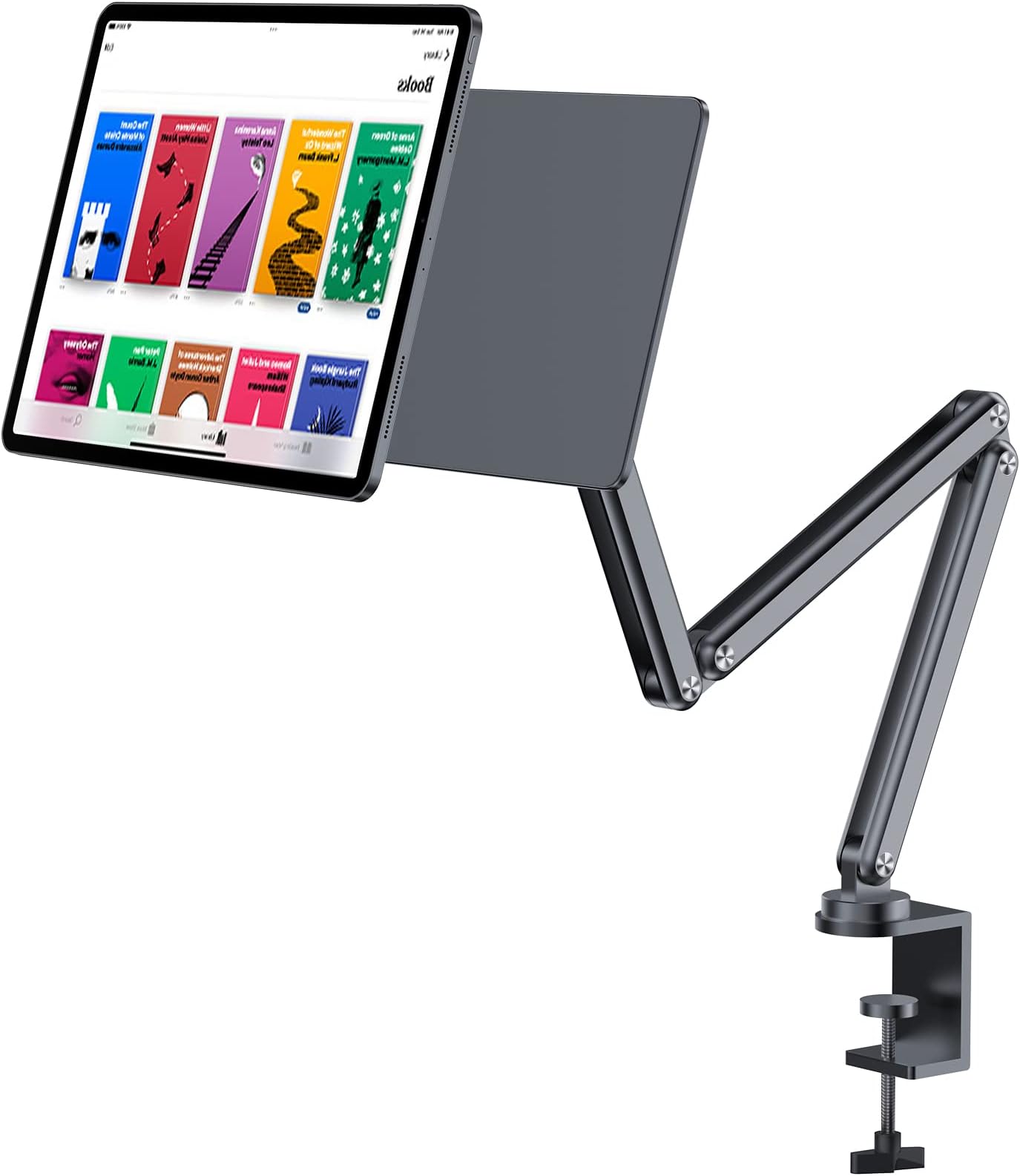 Magnetic iPad Pro 12.9 Stand, Aluminum Alloy Foldable Arm Mount or Working, Multi-Node Adjustable Tablet Holder for iPad Pro 12.9" 3rd/4th/5th/6th Gen-Gray