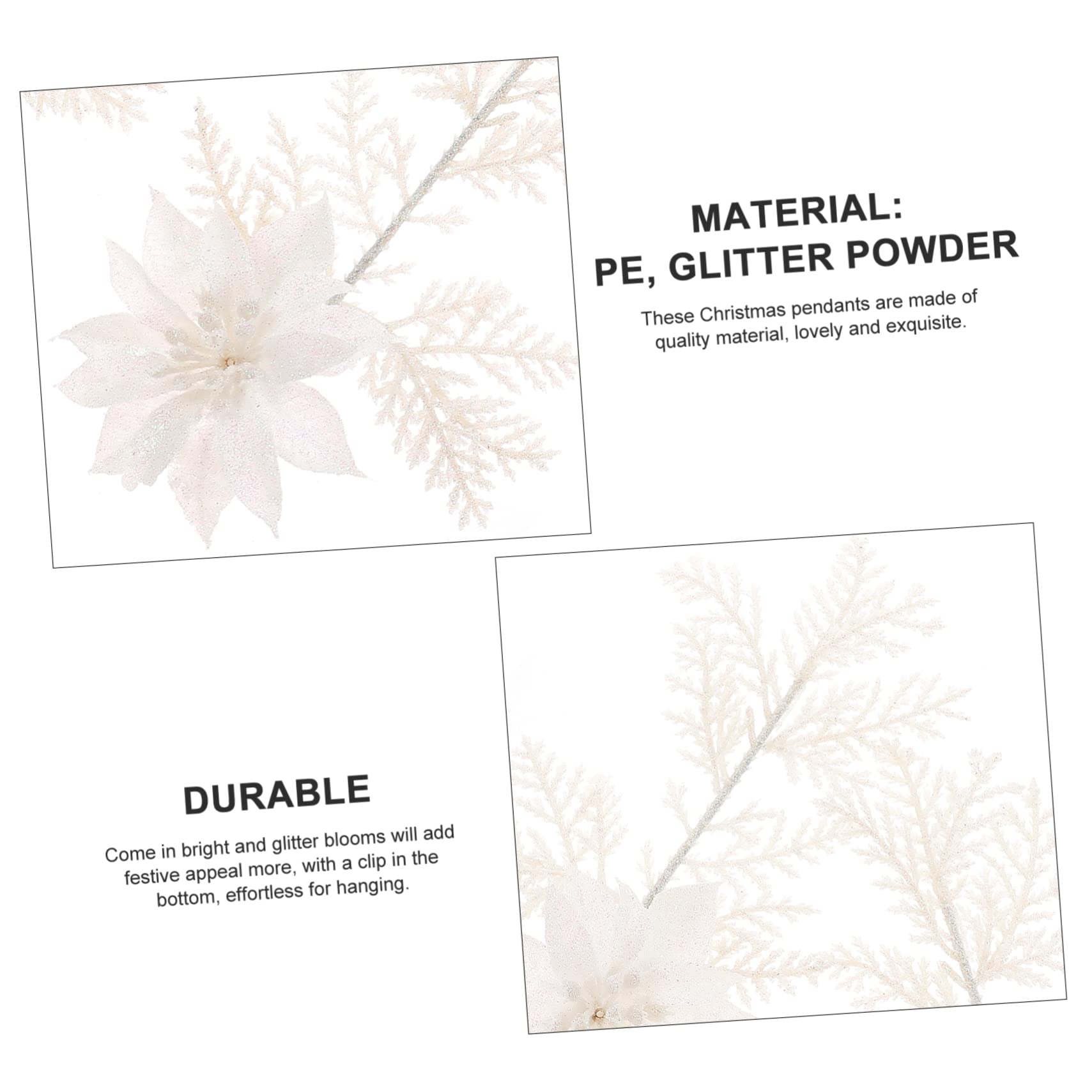 Kisangel 18 Piezas Flor De Navidad Flores En Arbol Cinta Navidad Árboles De Decoración Flores De Nochebuena Decorativas Falso Poinsettia Rociar Hojas De Helecho