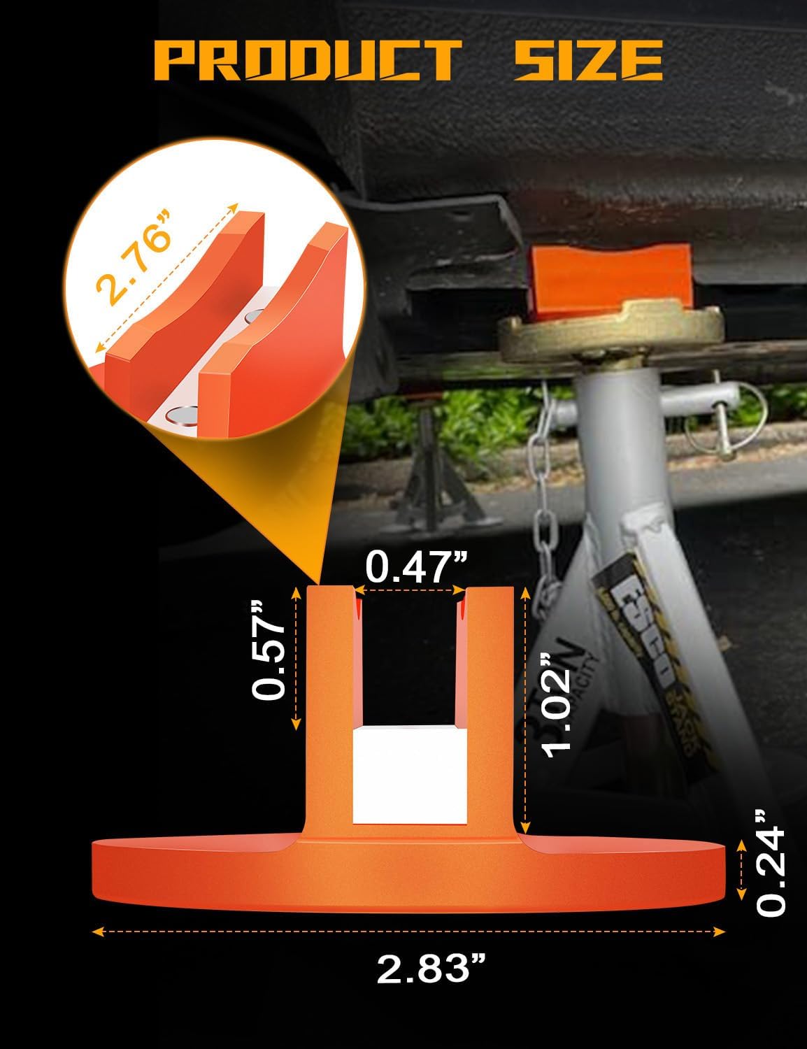 Universal Magnetic Jack Pad Aluminum Pinch Weld Adapter 0.45'' Slotted Pinch Weld Pad Puck for Floor Bottle Scissor Jacks, Change Tire Repair Tires Oil Must Have (Orange, 2PCS)