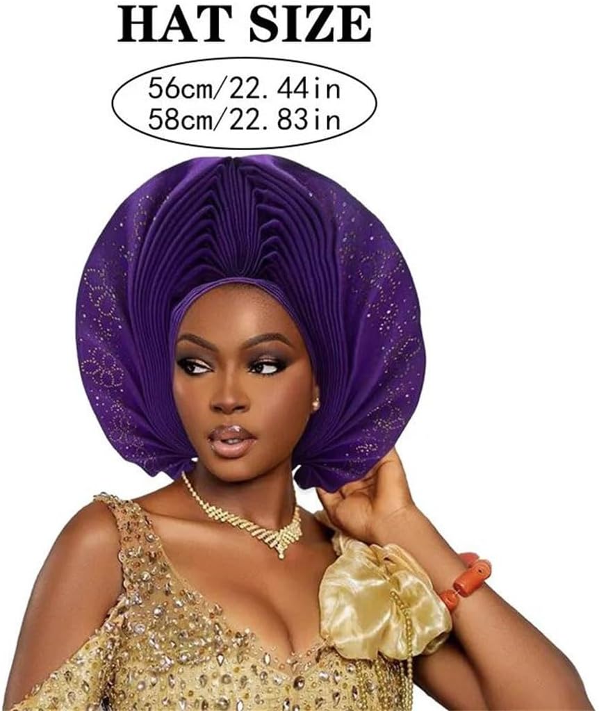 Womens Already Made Turban Cap Nigerian Wedding Headpiece Auto Bonnet Head Wrap Hijab African