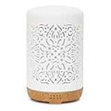 Earnest Living Essential Oil Diffuser White Ceramic Diffuser 250 ml Timers Night Lights and Auto Off Function Home Office Humidifier Aromatherapy Diffusers for Essential Oils
