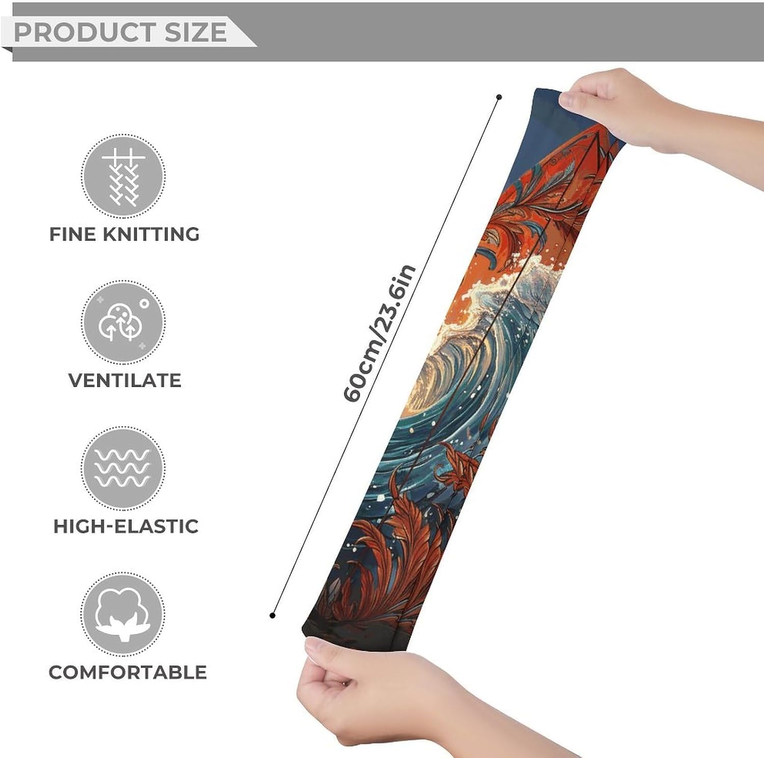 Colorful Surfboard Knee High Stockings for Women 23.6" Breathable Thigh High Stockings Over The Knee Socks