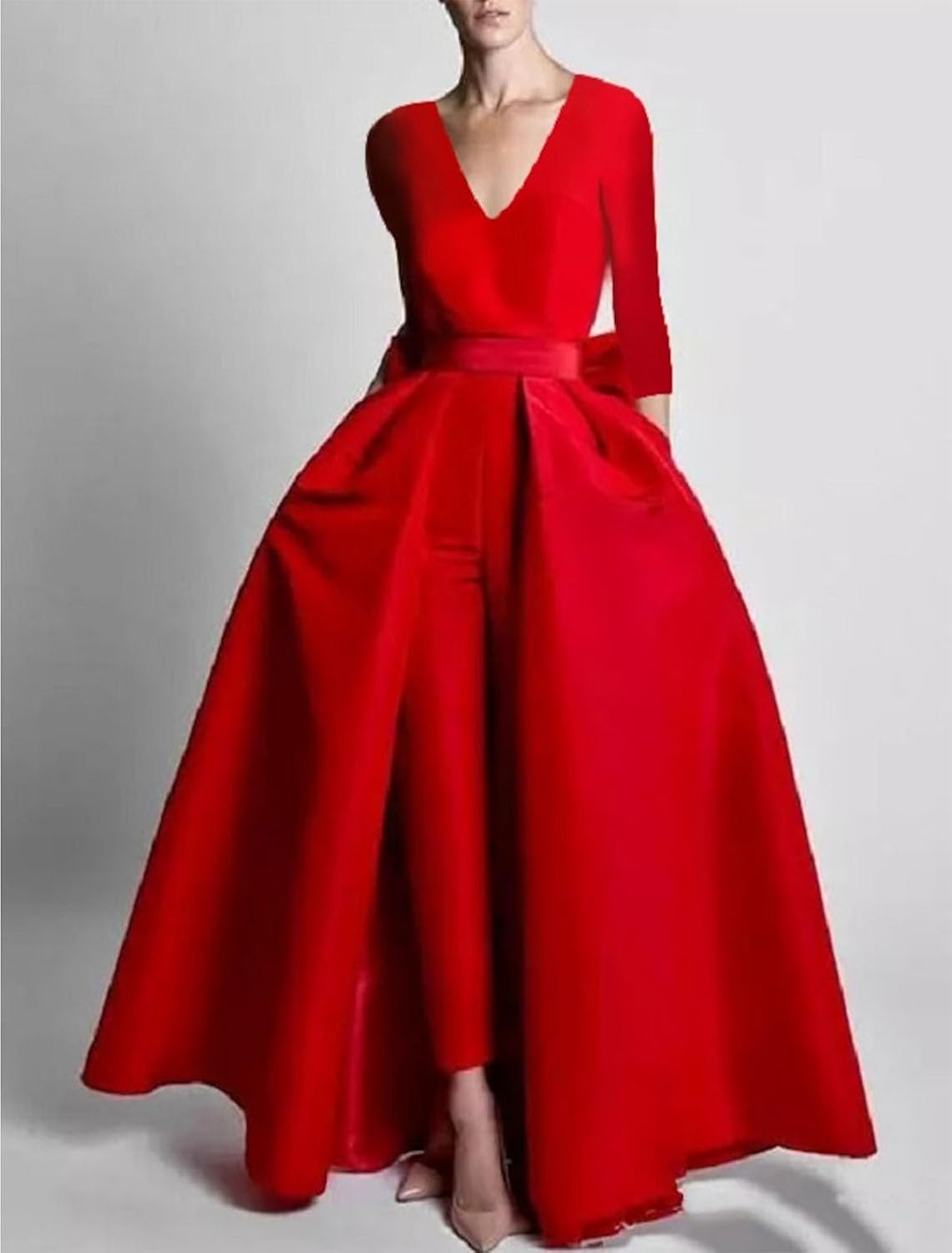 Jumpsuits Two Piece Elegant Formal Prom Evening Dress V Neck Detachable Long Sleeve Formal Party Dress Butterfly2024 - Image 5