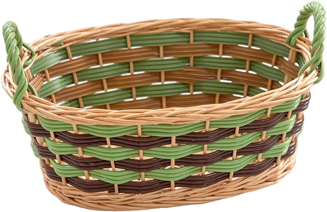 Kingwillow, Storage Basket, Oval-Shaped Woven Willow Basket with Handles, Suitable for Bedrooms, Kitchens, and Wardrobes. (Medium)