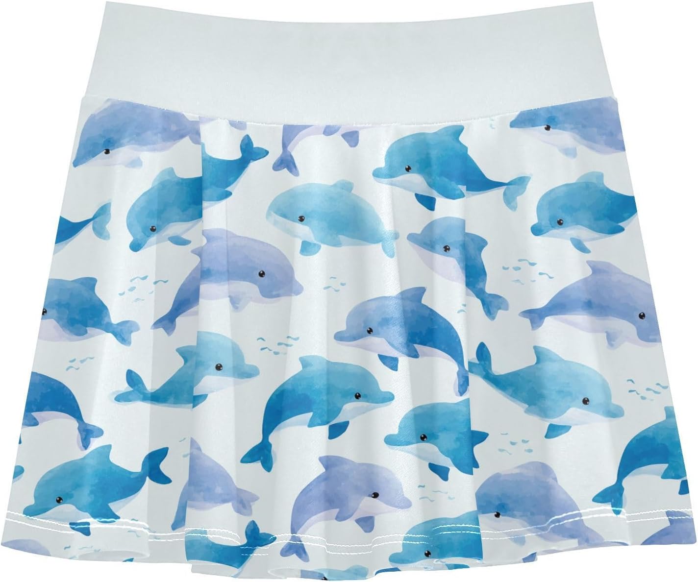 visesunny Cute Watercolor Dolphin Girl's Golf Skirt Athletic Tennis Skort Sport Activewear with Double Layer Pockets