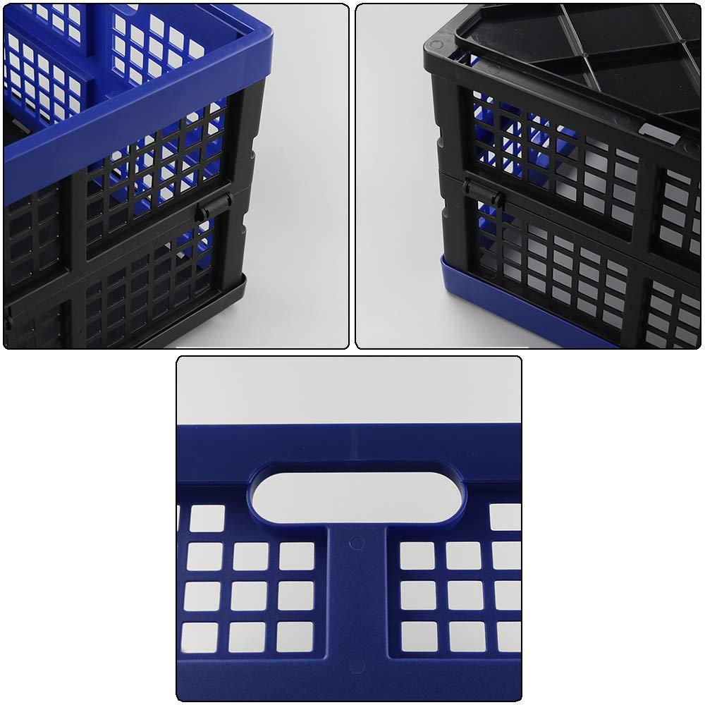 Hespapa - Cassette pieghevoli in plastica blu da 35 litri, contenitori per latte pieghevoli, confezione da 2