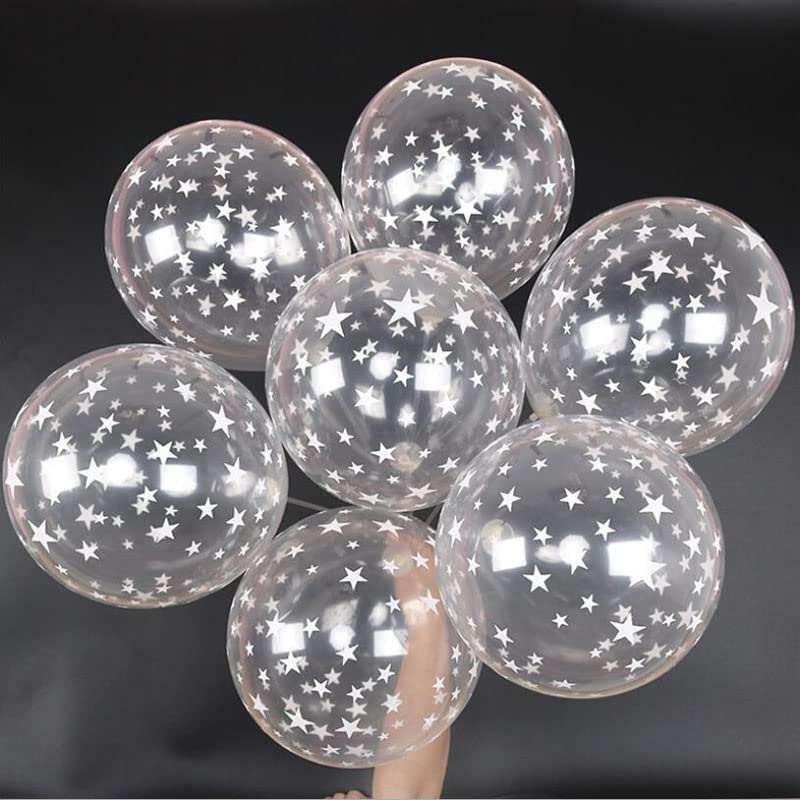 50 pcs Clear Star Round Latex Balloons, 12inch Clear Trransparent Balloons for Baby Shower Brithday Wedding Party Balloon decoration