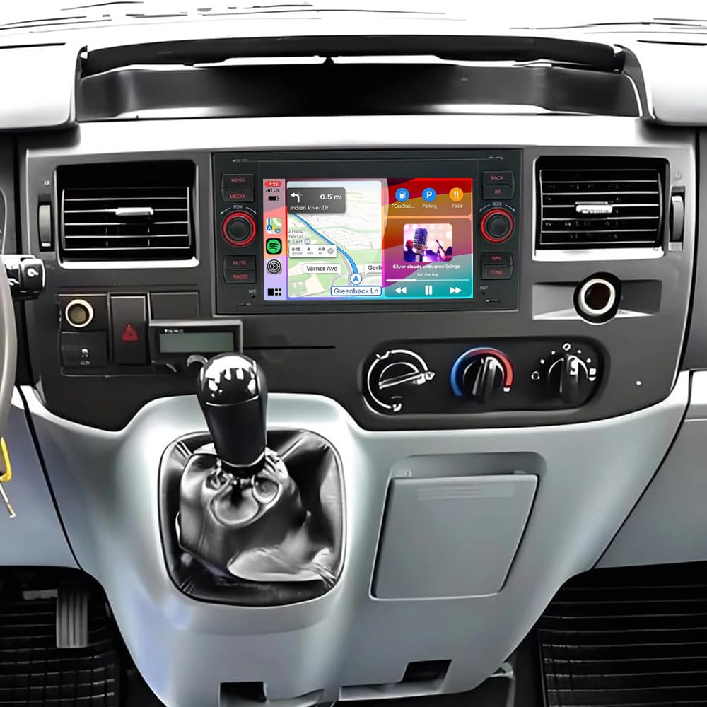 Radio samochodowe BYNYXI 7" Double DIN dla Forda Transit MK7 2007-2013 z ekranem Bluetooth, ekranem dotykowym IPS 2 + 64 GB IPS z bezprzewodowym Carplay, Android Auto Navi, WiFi, kamera cofania FM/RDS