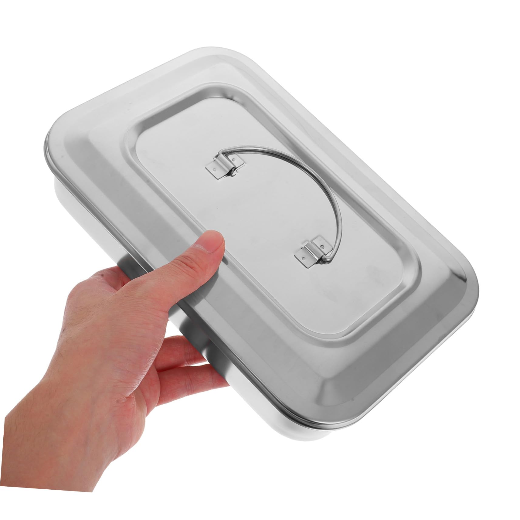 Caja de esterilización de acero inoxidable con tapa Bandeja de cuadrada de acero inoxidable Bandeja de esterilización duradera e inoxidable para uñas y herramientas de belleza