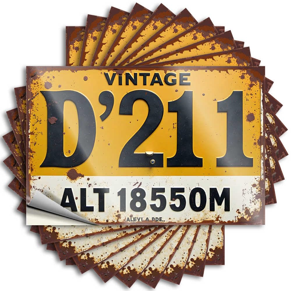 Bar Stuff Sweet Stickers - Vintage License Plate with D'211 Numbering and Rusty Texture Removable Decal Bumper Easy Peel for Teacher(12X18CM)