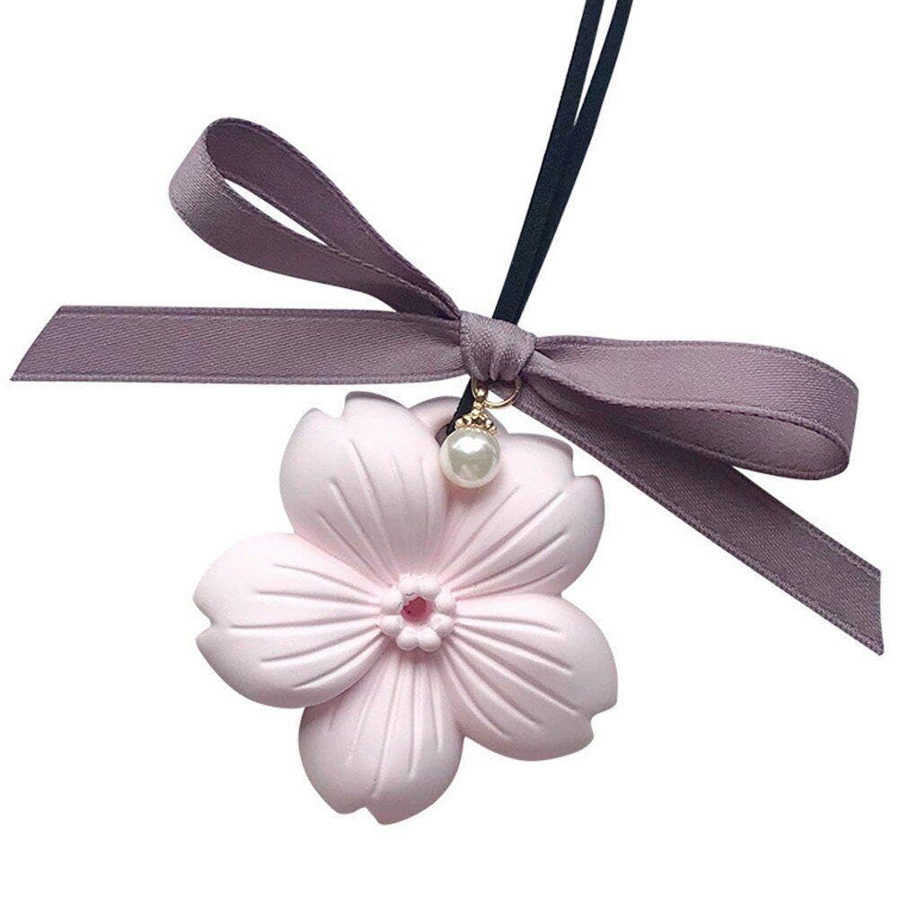 Wudaizhi Pink Cherry Rear View Mirror Charms Car Decor Auto Hanging Accessories Perfume Diffuser Air Freshener Decorations