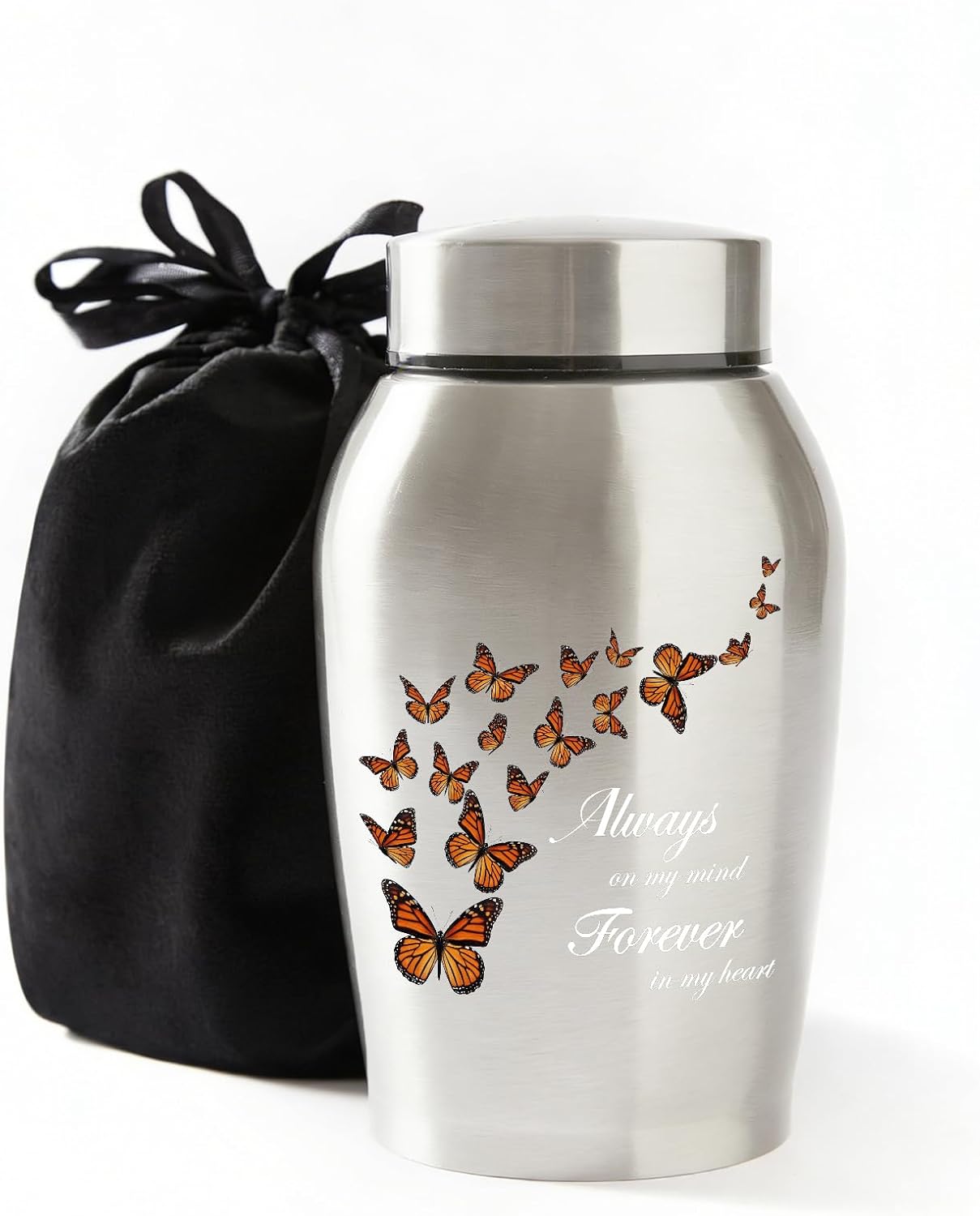Medium Decorative Butterfly Urns for Human Ashes Male&Female Women&Men Cremation Urn Stainless Steel