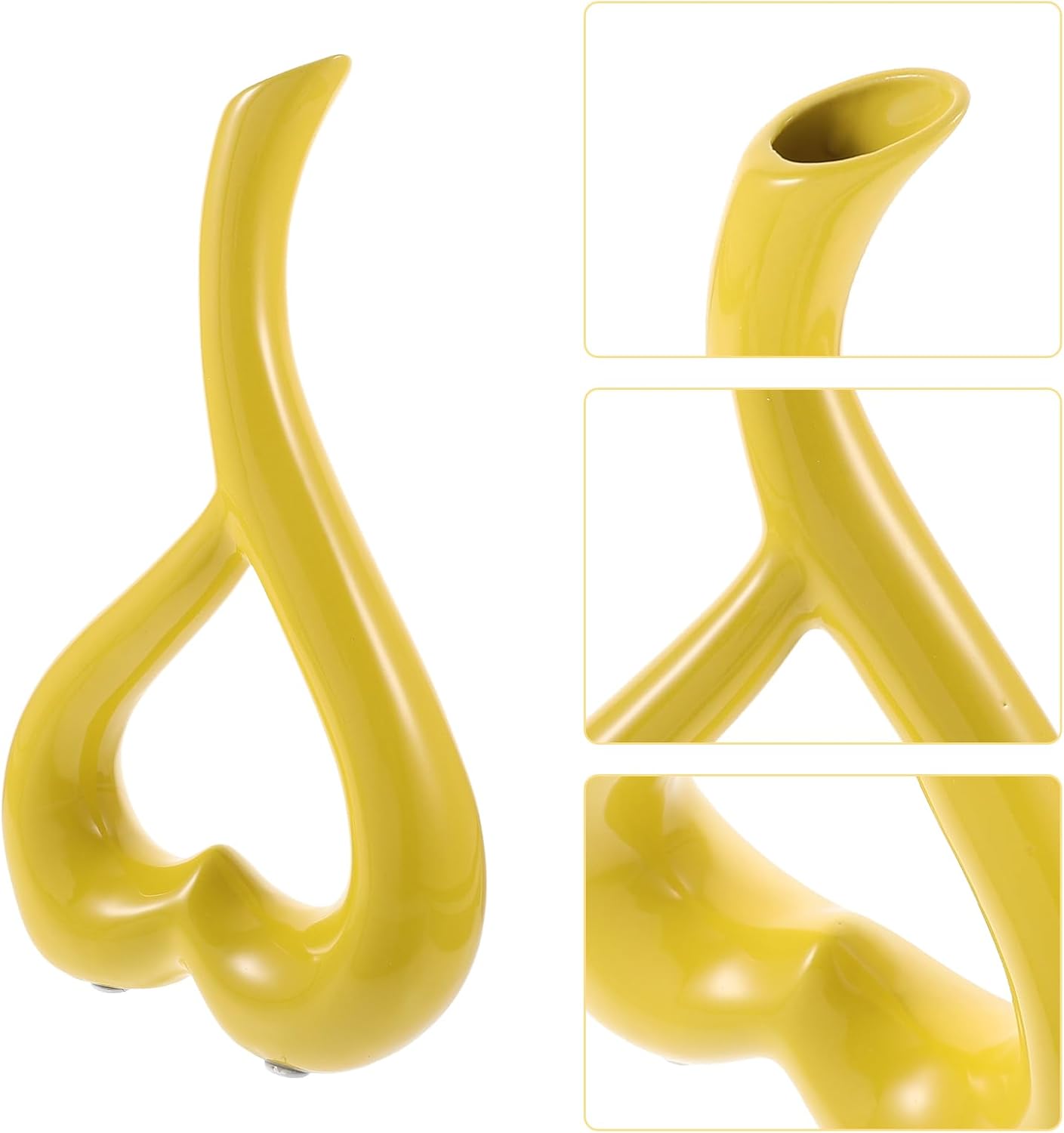 VOSAREA Ceramic Heart-Shaped Receptacle Yellow Mustard Vase for Living Room